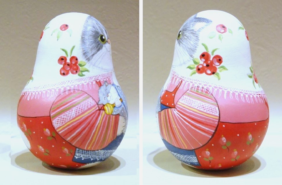 バボーヴァ作 ネヴァリャーシカ（起き上がりこぼし）＜ネコの親子＞/ 9cm