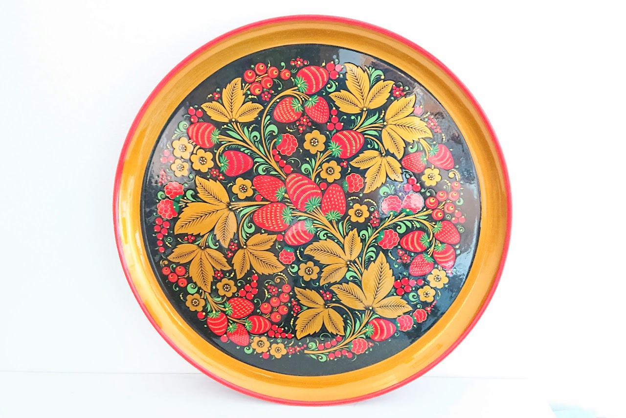 ロシア伝統工芸品　ホフロマ塗り　大皿　お椀2個セット ロシア伝統工芸品 ホフロマ塗り 大皿 お椀2個セット - メルカリ
