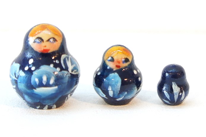 民族衣装マトリョーシカ 10ピース ＜グジェーリ模様・ブルー＞ /15.5cm