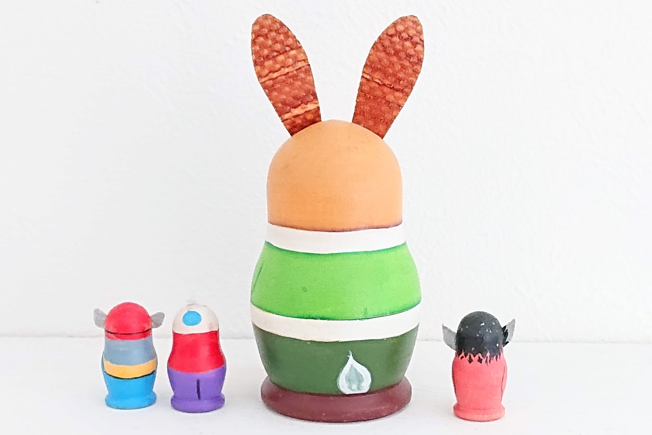 【KV016】11cm級 マトリョーシカ カバノヴァ　うさぎの親子 KV016】11cm級 マトリョーシカ カバノヴァ うさぎの親子