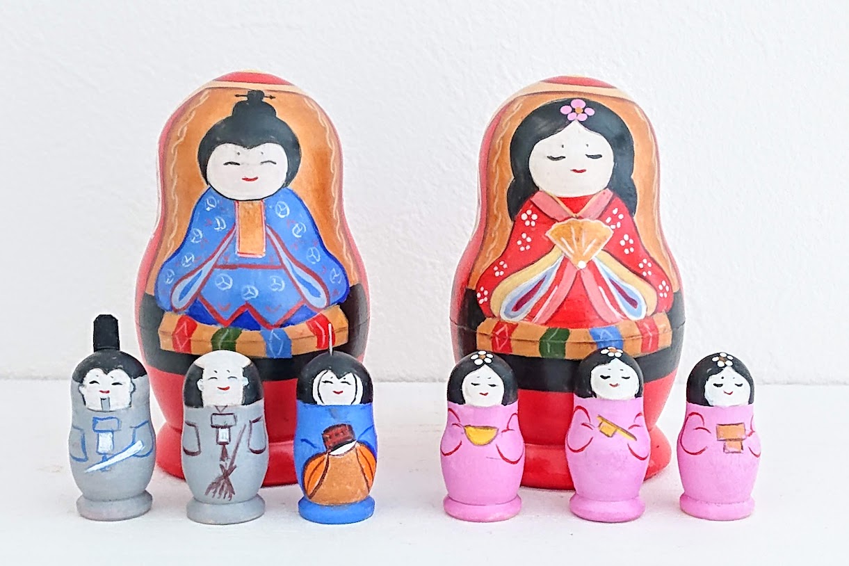 ニキーチン工房作 ひな祭りマトリョーシカ 「お内裏様＆お雛様」 1+3